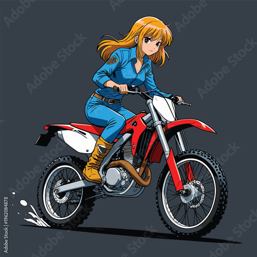 anime vector image of riding a cruiser motorbike