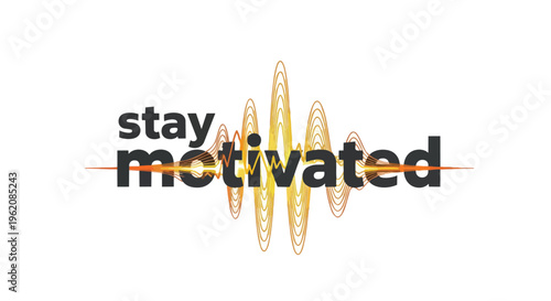 Dynamic textual representation of encouragement with energetic wave graphics