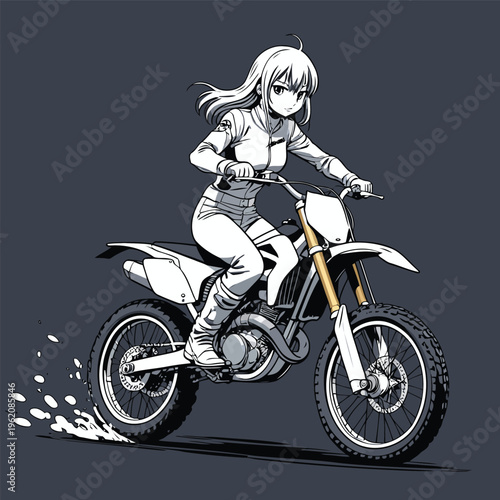 anime vector image of riding a cruiser motorbike