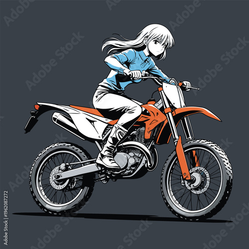 anime vector image of riding a cruiser motorbike