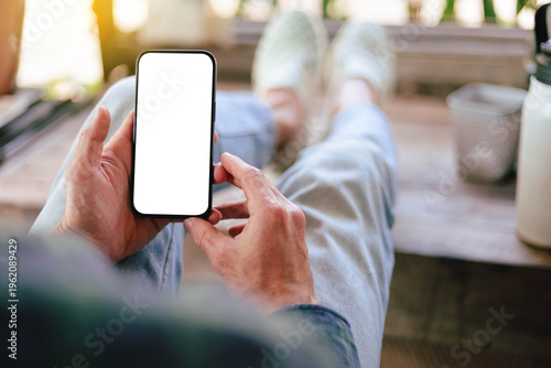 mobile phone blank white screen mockup.texting using cell phone.background empty space for advertise.work people contact marketing business,technology