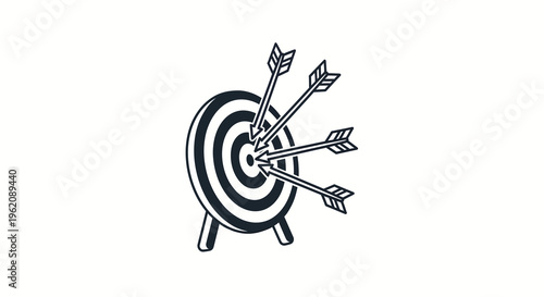 target with arrows hitting bullseye for business goal success in marketing and branding