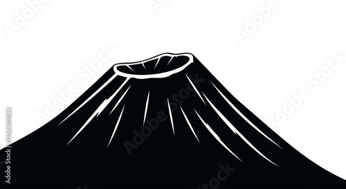Volcano Cone and Crater Silhouette Vector Graphic Isolated on White Background