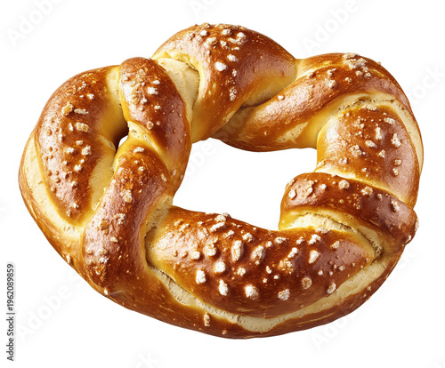 A delicious salted pretzel on transparent background