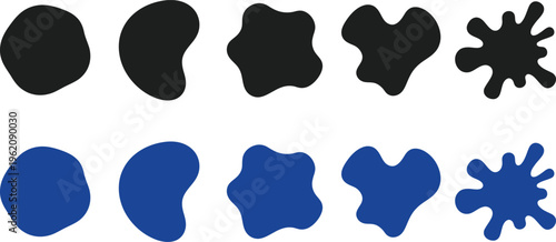 Abstract shapes comparison between black and blue color palette