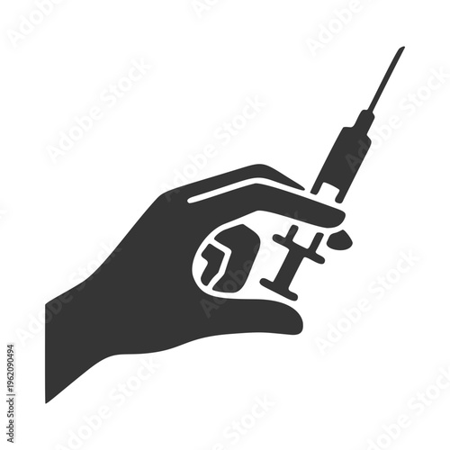 注射器を持つ手のシルエットアイコン
