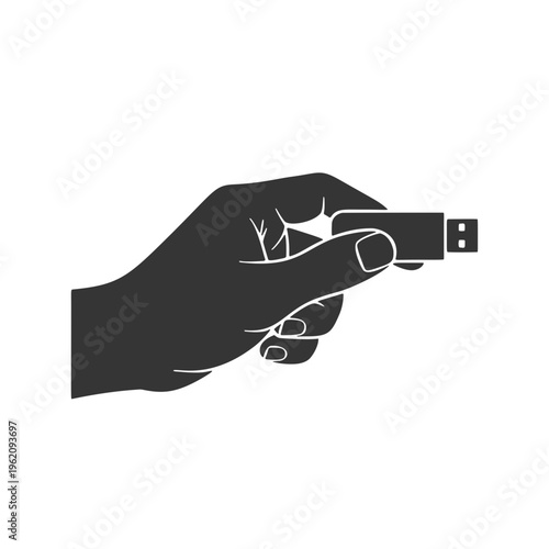 USBメモリを持つ手のシルエットアイコン