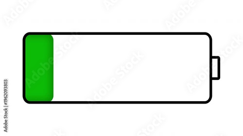 Wallpaper Mural Battery charge and discharge indicator. Low battery indicator flashes, then charges to 100 percent capacity. On a white background. Animated video. Torontodigital.ca