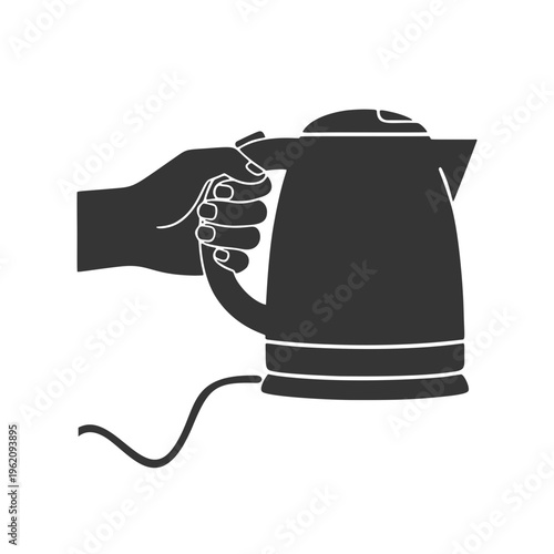 電気ケトルを持つ手のシルエットアイコン
