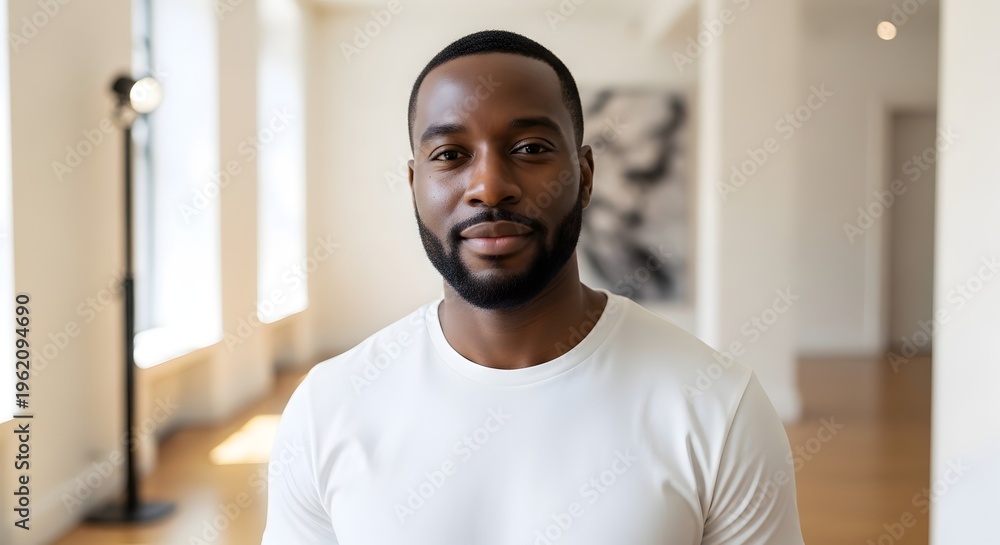 Naklejka premium Portrait of a confident African American man in a bright room.