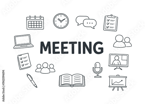 Simple meeting planning and agenda preparation concept centered on organizing discussions, scheduling participants and ensuring productive communication in
