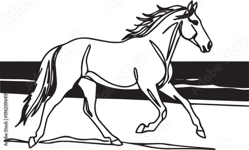 High-Quality Black & White Horse Vector