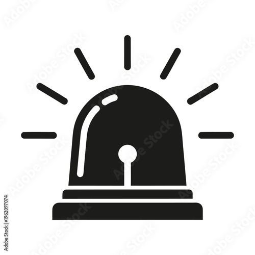 Flashing emergency light siren, representing alarm, alert, warning, and urgent situation, silhouette icon