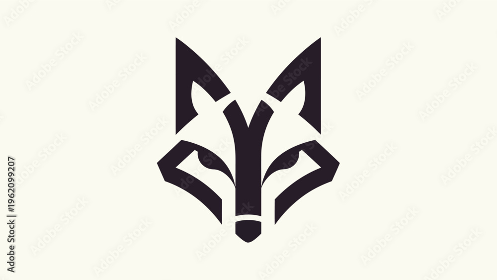 Fototapeta premium Geometric fox head logo on white