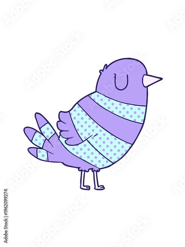 jiggle and pause animation of cartoon doodle bright bird