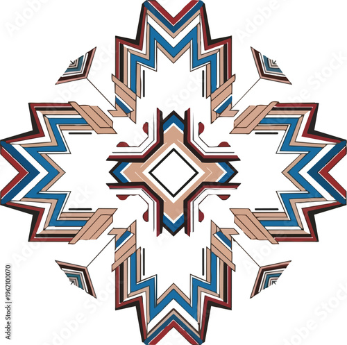Geometric vector design with star shaped pattern and symmetrical arrangement