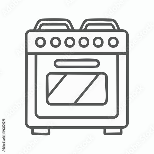Illustration of a Firefly Stove, oven related editable stroke outline icons on white background