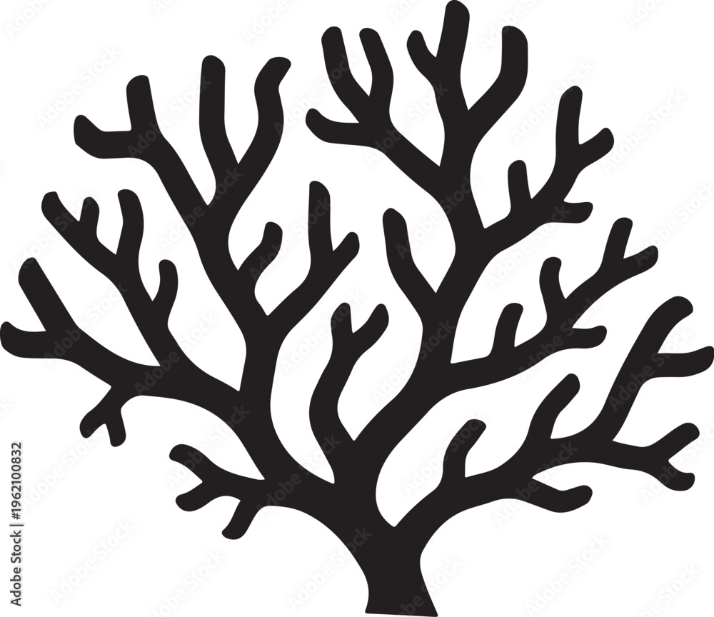 Obraz premium Black Coral Silhouette on White Background Illustration Graphic