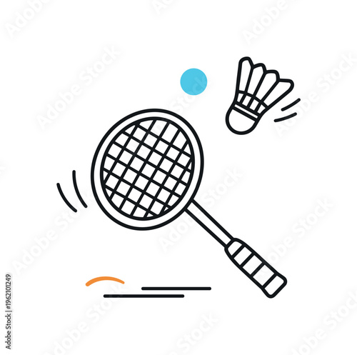 Active lifestyle moment on an indoor or outdoor court focused on maintaining fitness and enjoying light competitive sport, a simple badminton racket paired with a floating