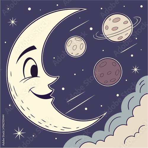 Triple Conjunction Moon Smile Celestial Web Banner
