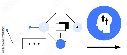 Data flow concept. interconnected networks, technology infrastructure, and decision-making processes. Data flow applied in technology, communication, AI systems, innovation, and analytics