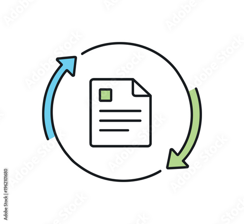 Daily office coordination and keeping routine professional activities aligned within an organized workflow structure, a simple connection arrow loop combined with a small document