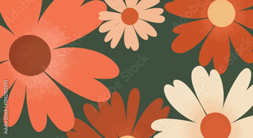 A colorful floral pattern with large flowers