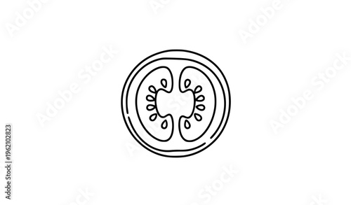 Sliced tomato line icon vegetable cooking vector illustration