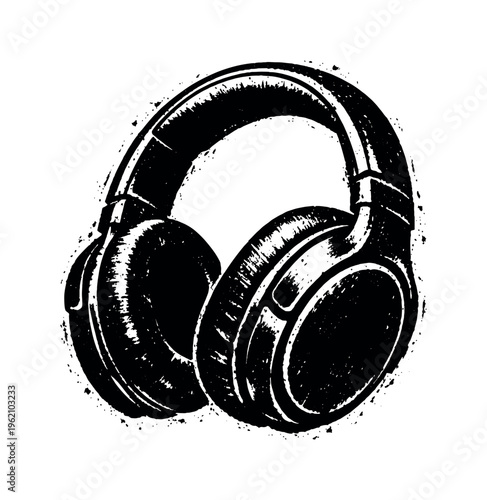 A realistic over-ear wireless headset shown in slightly angled three-quarter view, enlarged to fill most of the canvas and isolated on a clean white background,