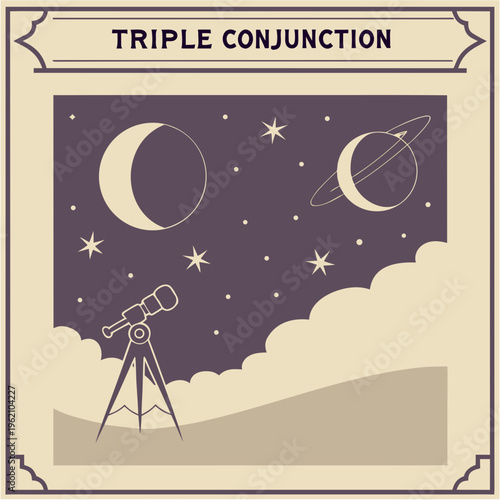 Realistic Style Triple Conjunction Night Sky Banner