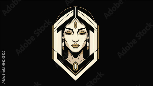 Geometric portrait of a woman with embellishments