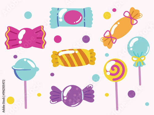 Seamless Pattern Cute Colorful Candy Sweets 