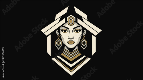 Geometric portrait of elegant woman