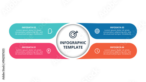 Tableau sur toile Essential infographic with 4 steps, options, parts or processes