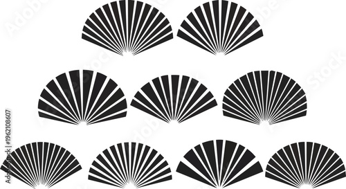 Abstract geometric pattern of symmetrical fan shapes