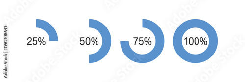 set of circle percentage diagrams vector, loading indicator elements for web design, ui and infographics, progress circle bars and percentage rings, data visualization concept, clean modern vector ill