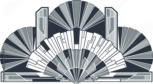 Art deco fan design geometric abstraction vector illustration