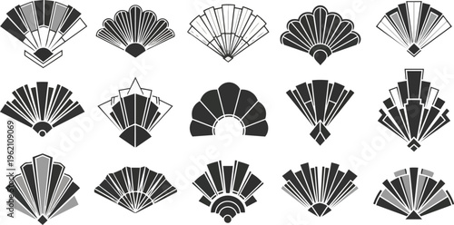 Art deco fan designs vector illustrations graphic elements
