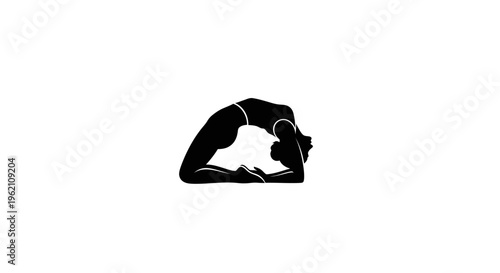 Silhouette of a woman performing a deep backbend yoga pose, Raja Kapotasana