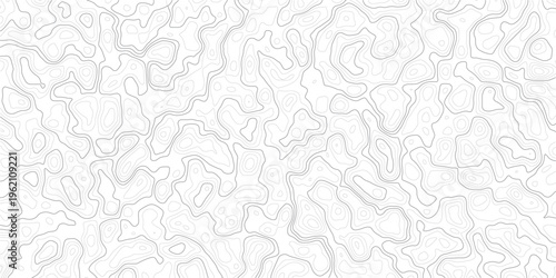 Topographic map design with wavy lines and contours on white background