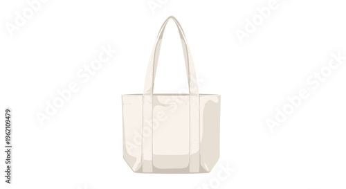 A simple light beige canvas tote bag with two handles is presented against a clean white background.