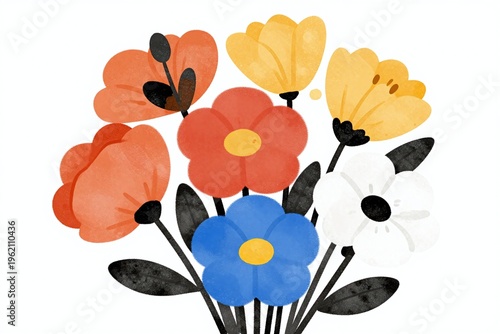 A bunch of colorful flowers on a white background_1
