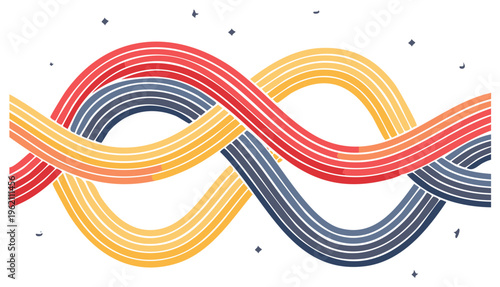 Abstract illustration of intertwined colored lines in a graphic design