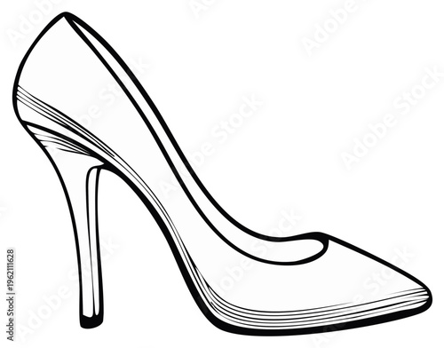Elegant Woman's High Heel Shoe Line Art Illustration