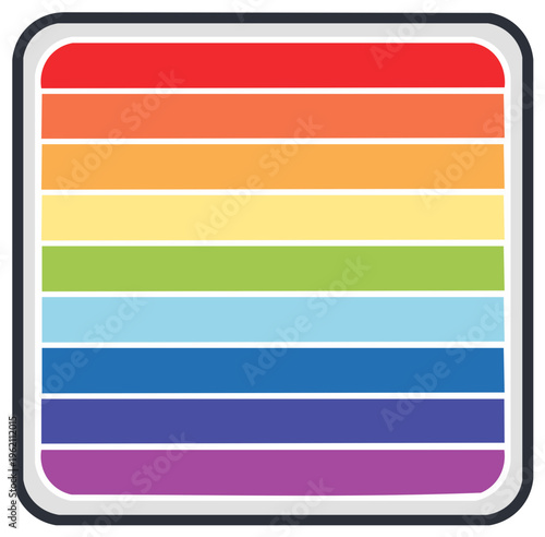 Retro Stripes Design with Full Spectrum Rainbow Colors on Rounded Square, Gay Pride Colors, LGBT Symbolism