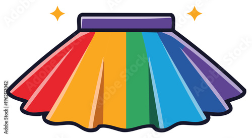 Sparkling Rainbow Colored Pleated Skirt Cartoon Illustration