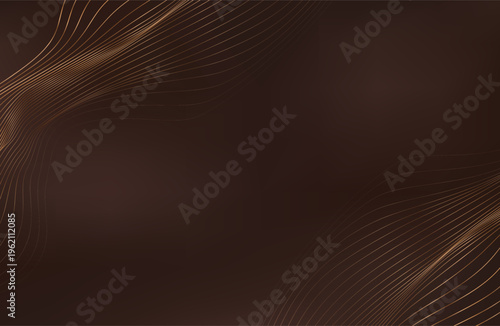 Gold abstract waves background. Golden curve lines vector illustration isolated on brown Luxury glitter shiny swirl. Connecting dots and lines. Big data visualization and Business .Vector illustration