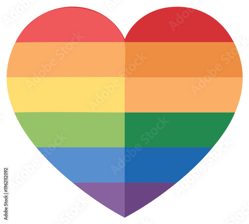 Rainbow striped heart symbol of LGBTQ pride community love and equality