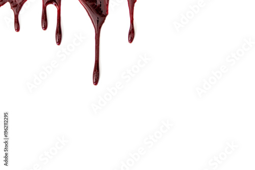 A blood spatter. A blood flowing down. Bloody pattern. Concepts of blood can be used in design. 