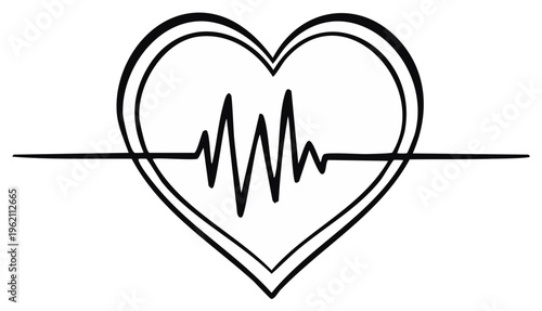 Heartbeat Sketch: Vector Art Depicting Cardiology, Vital Signs, and Medical Health